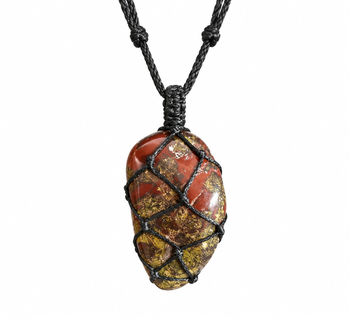 DRAGONS BLOOD JASPER MACRAME NECKLACE - COURAGE