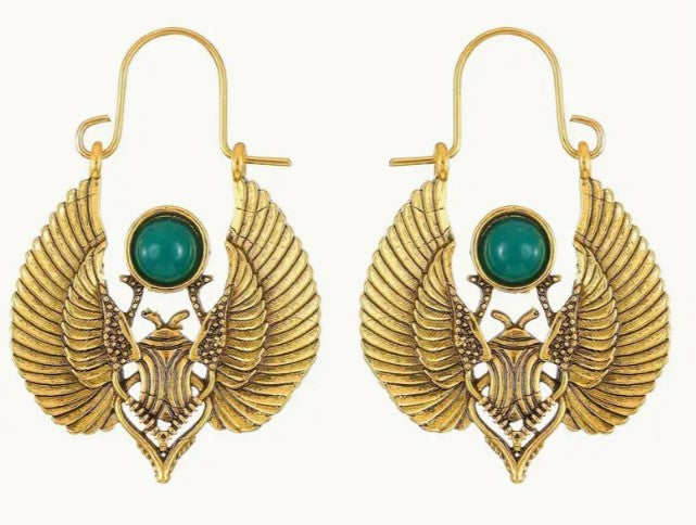 EGYPTIAN SCARAB GOLD PLATED EARRINGS