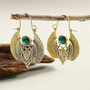 EGYPTIAN SCARAB GOLD PLATED EARRINGS