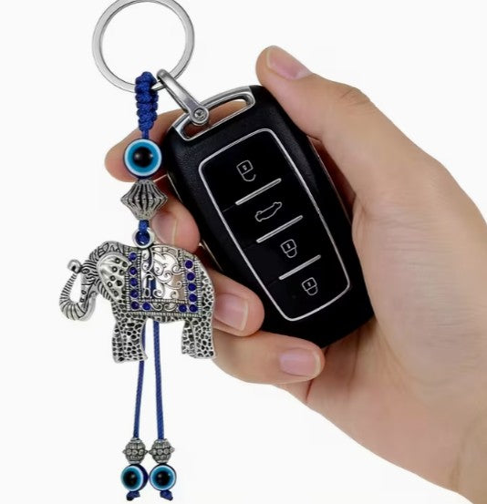 TURKISH EVIL EYE ELEPHANT KEYCHAIN - WARD OFF EVIL EYE