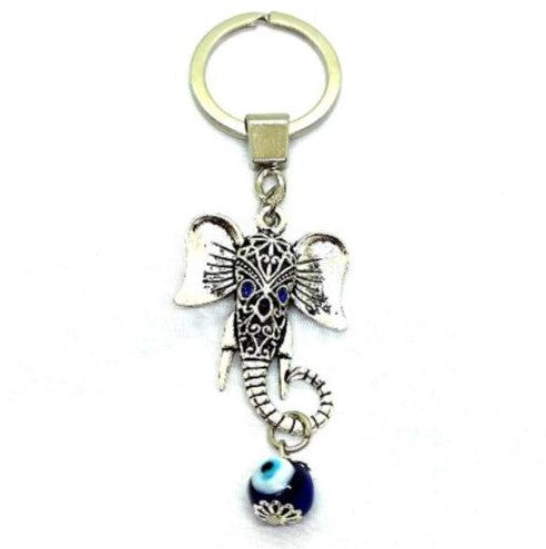 ELEPHANT & EVIL EYE PROTECTION KEYRING - AGAINST EVIL EYE