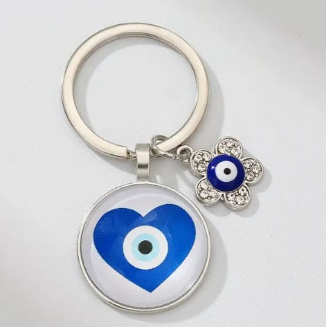 TURKISH EVIL EYE HEART KEYCHAIN - WARD OFF EVIL EYE