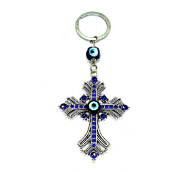 CROSS EVIL EYE PROTECTION KEYRING - AGAINST EVIL EYE