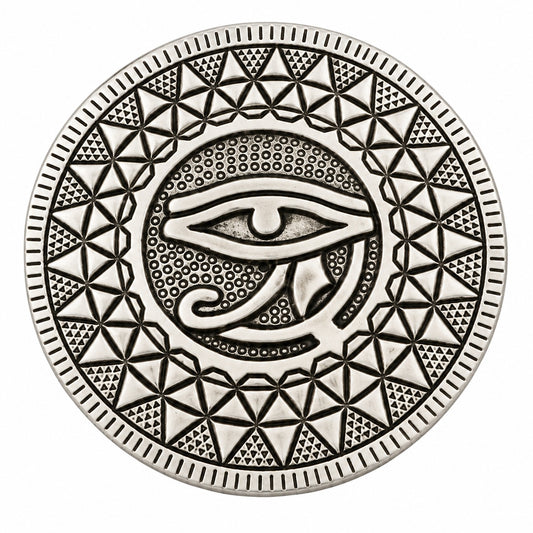 ROUND METAL EYE OF HORUS INCENSE BURNER