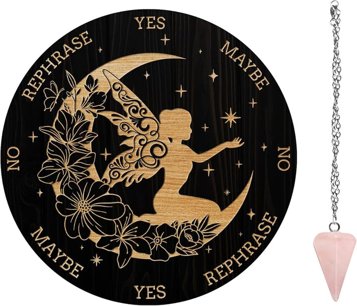 Fairy Black Wooden Yes/No Pendulum Board 15 cm - Wildlings Crystals South Africa
