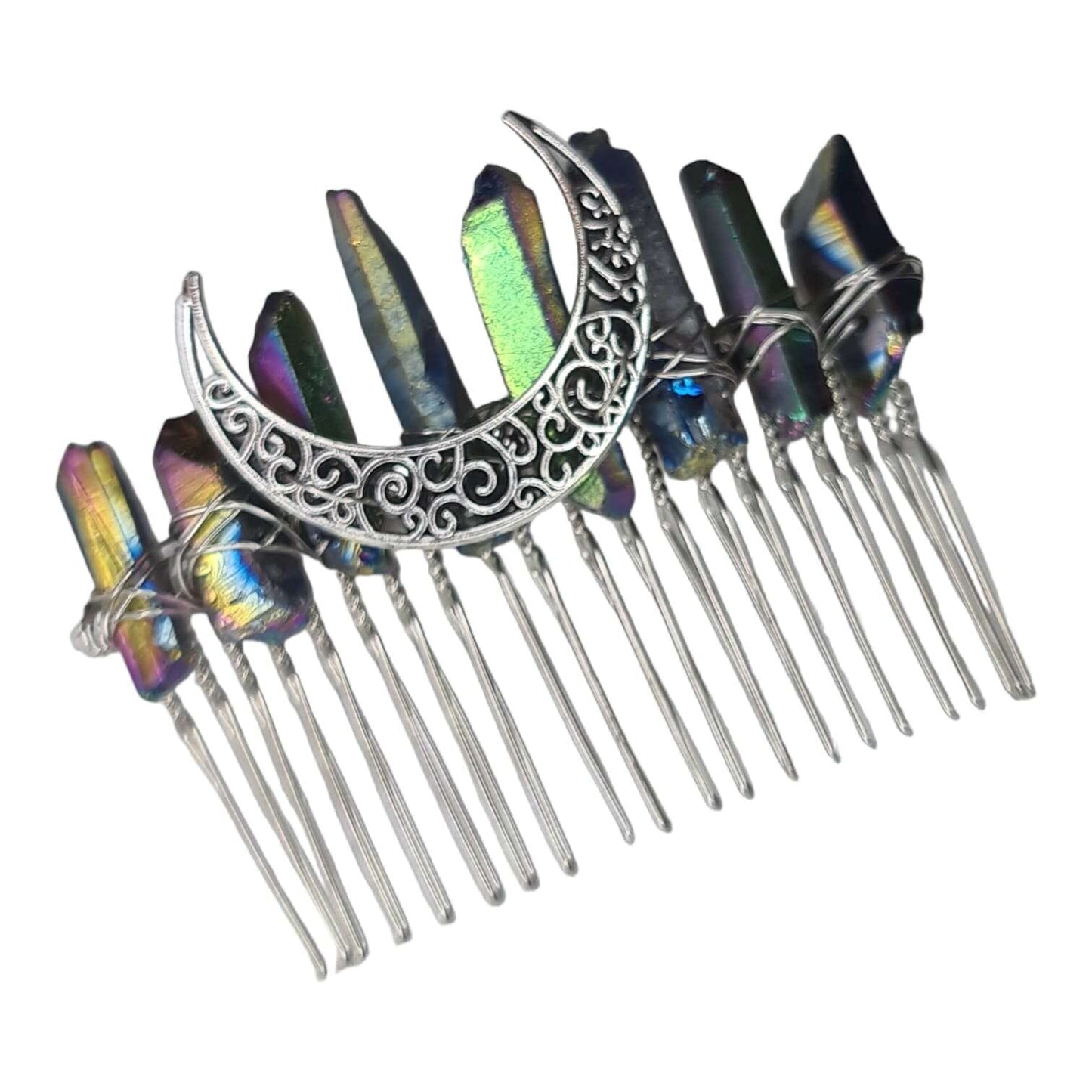 TITANIUM AURA QUARTZ HAIR COMB - STRENGHT