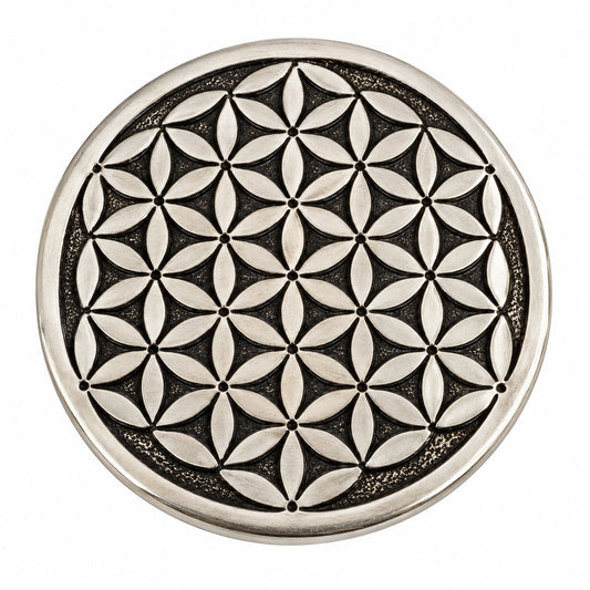 ROUND METAL FLOWER OF LIFE INCENSE BURNER