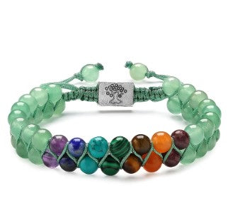 SEVEN CHAKRA GREEN AVENTURINE  BALANCING BRACELET - CHAKRA HEALING