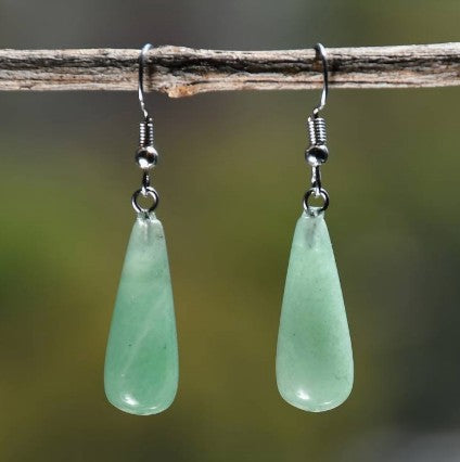GREEN AVENTURINE DROP EARRINGS - GOOD LUCK