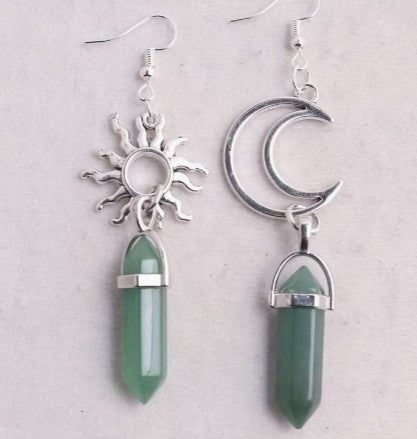 GREEN AVENTURINE CELESTIAL EARRINGS - GOOD LUCK