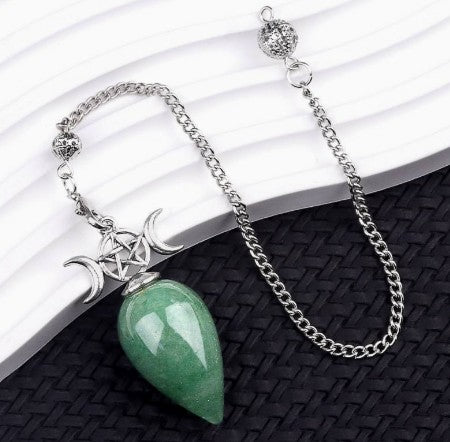 GREEN AVENTURINE TRIPLE MOON PENDULUM - DIVINATION