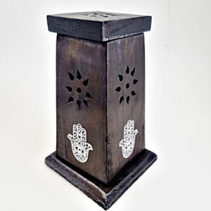 CONE HAMSA HAND WOODEN BLACK TOWER BURNER