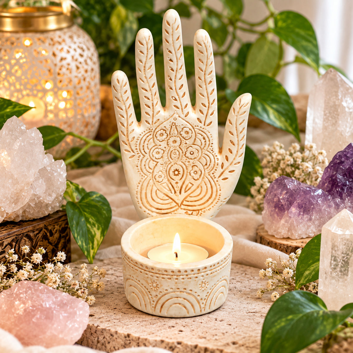 HAMSA HAND TEA LIGHT CANDLE HOLDER