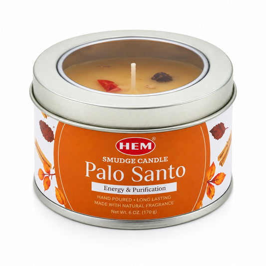 PALO SANTO HEM SMUDGE CANDLE IN A TIN (90 g)
