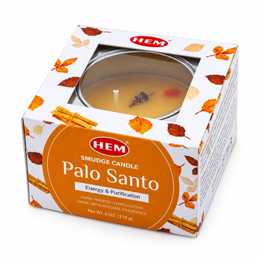 PALO SANTO HEM SMUDGE CANDLE IN A TIN (90 g)