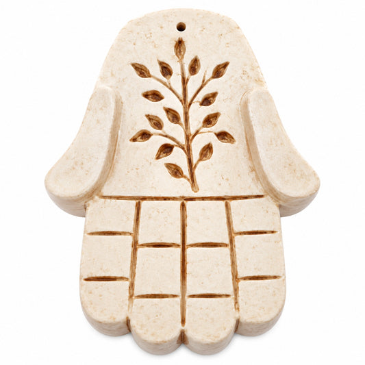 HAMSA HAND WHITE WOODEN INCENSE BURNER