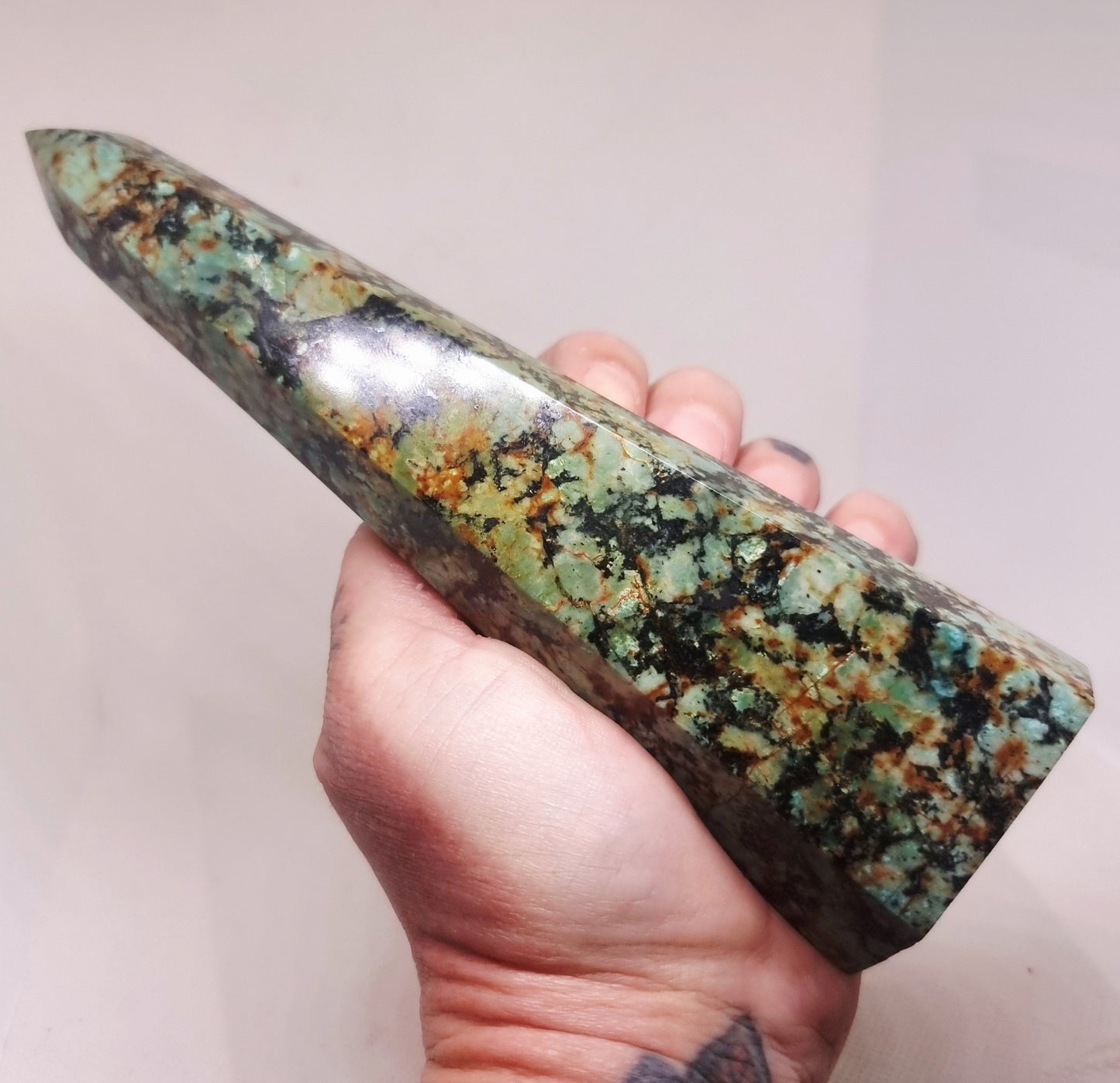 CHRYSOCOLLA POLISHED TOWER 406 g - ABUNDANCE & POSITIVITY