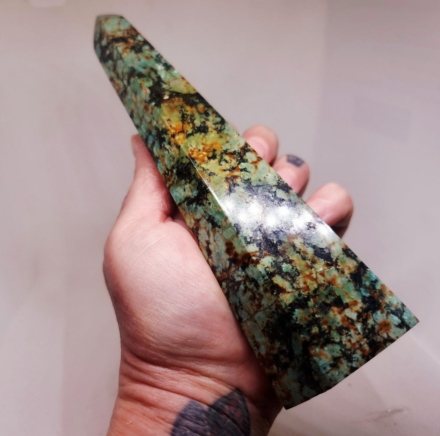 CHRYSOCOLLA POLISHED TOWER 406 g - ABUNDANCE & POSITIVITY