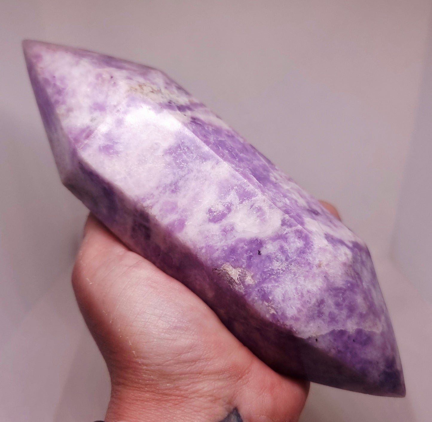 LEPIDOLITE DOUBLE TERMINATED CRYSTAL WAND  - AKASHIC RECORDS