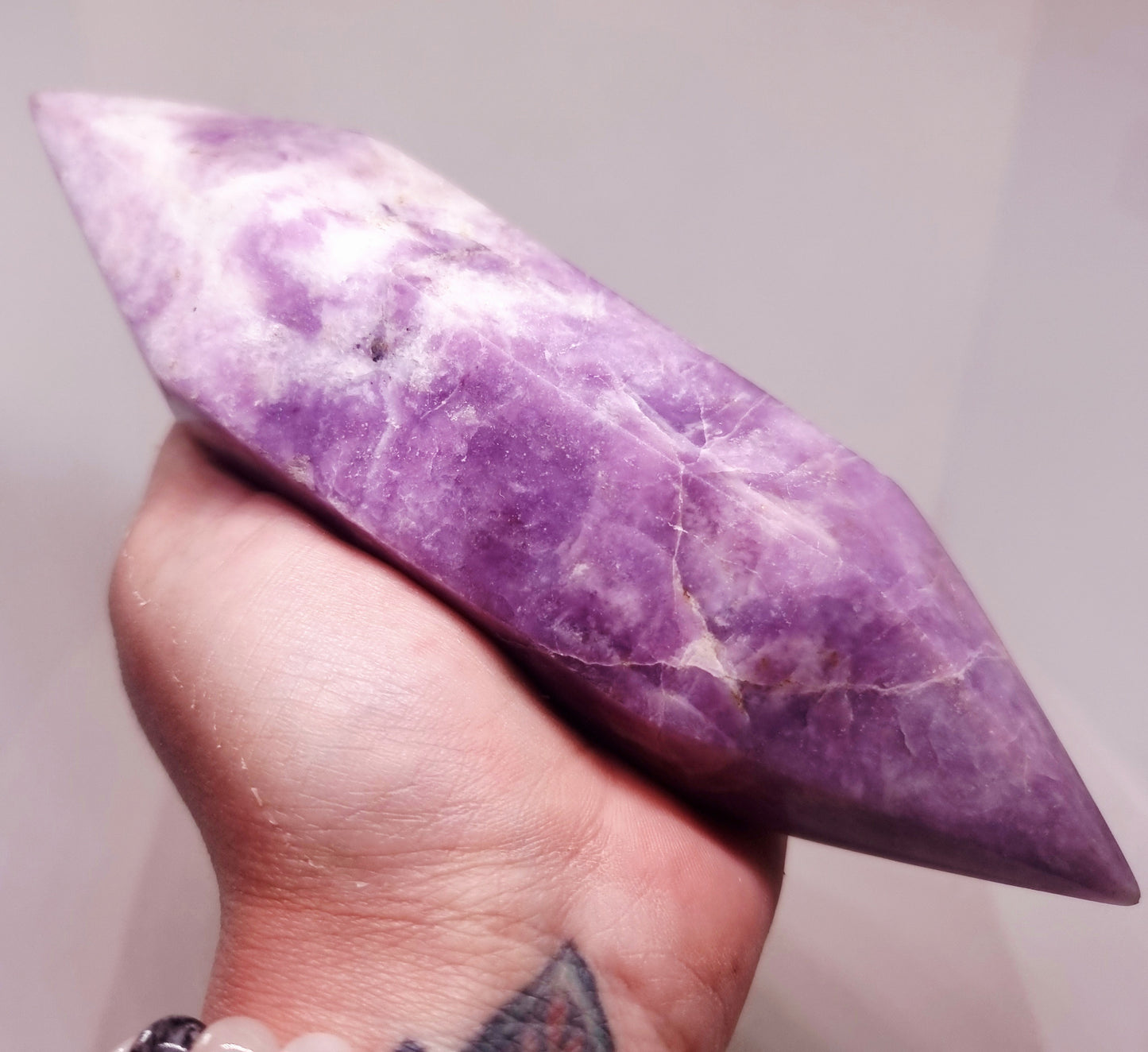 LEPIDOLITE DOUBLE TERMINATED CRYSTAL WAND  - AKASHIC RECORDS