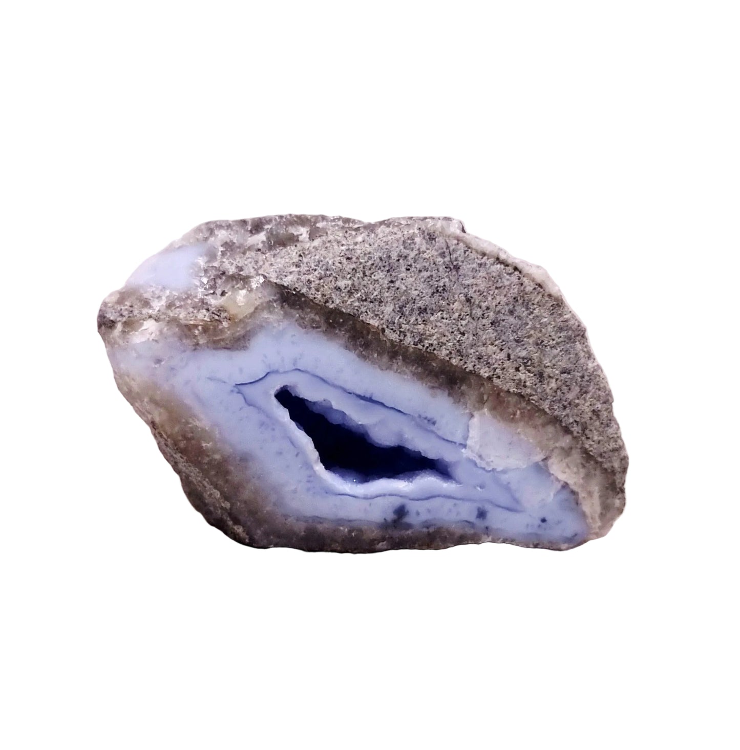 BLUE LACE AGATE GEODE 174 g - COMMUNICATION & COURAGE