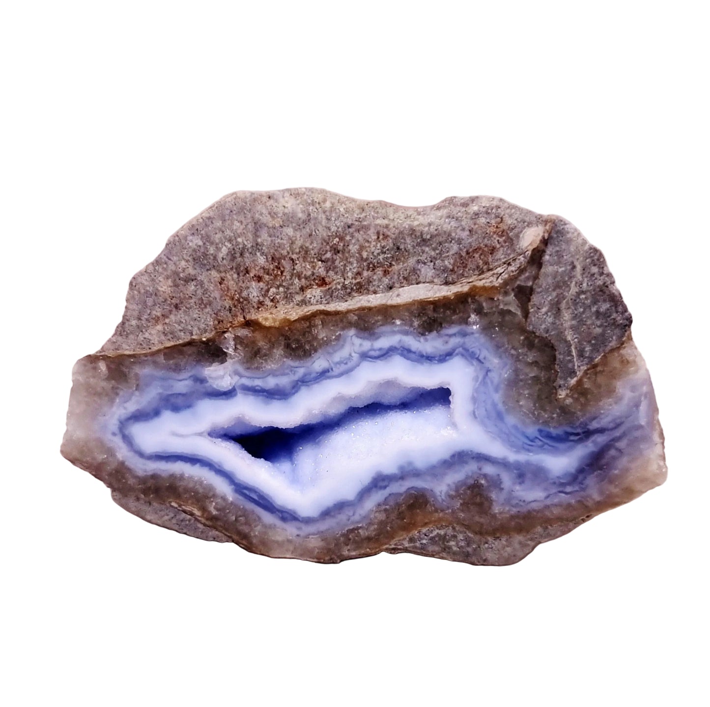BLUE LACE AGATE GEODE 181 g - COMMUNICATION & COURAGE