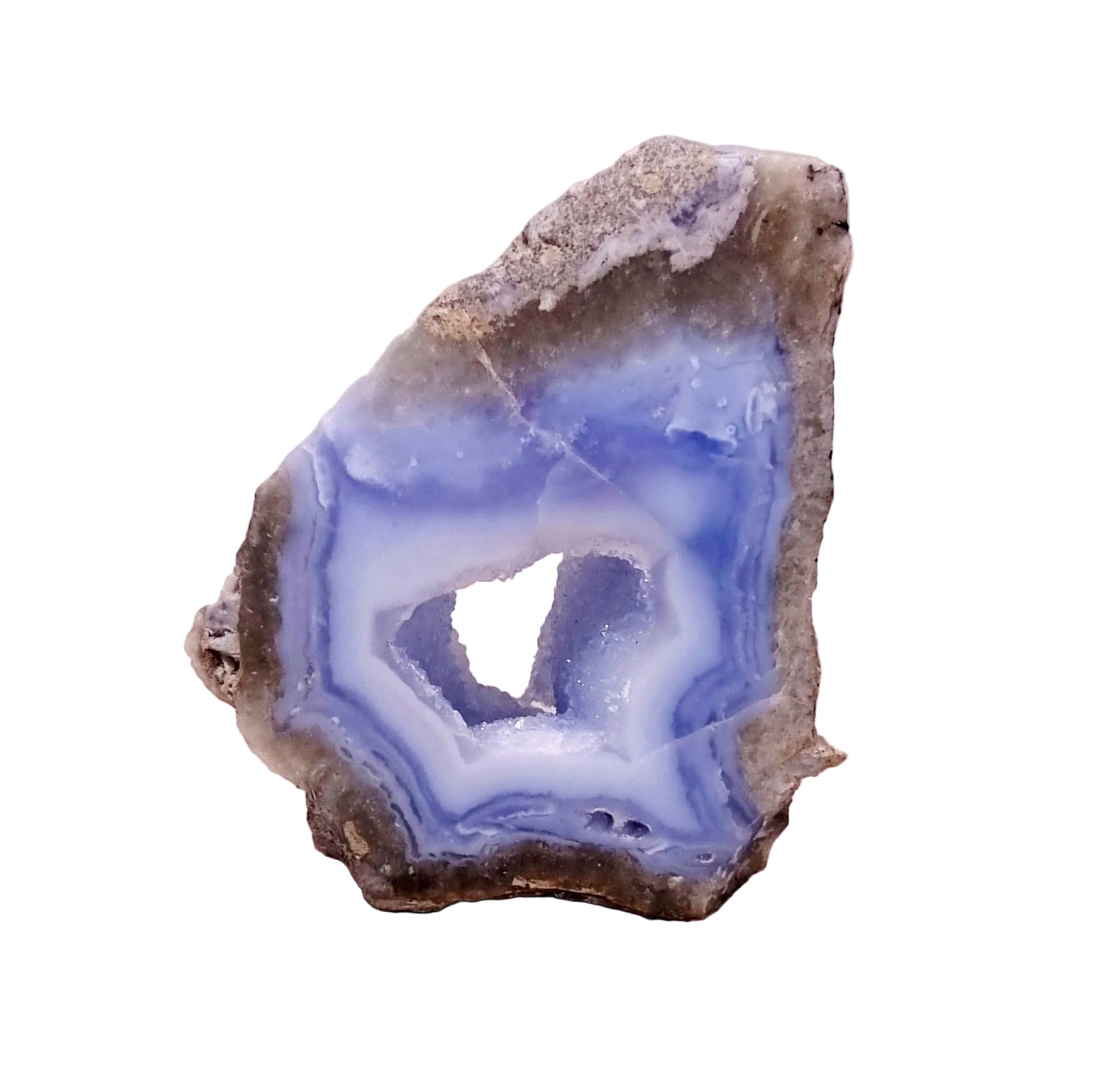 BLUE LACE AGATE GEODE 198 g - COMMUNICATION & COURAGE