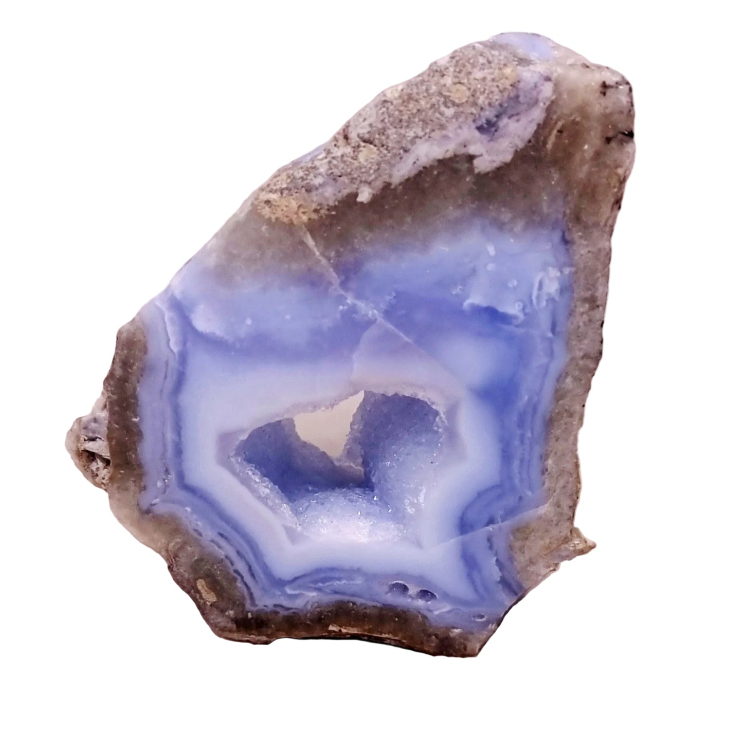 BLUE LACE AGATE GEODE 198 g - COMMUNICATION & COURAGE