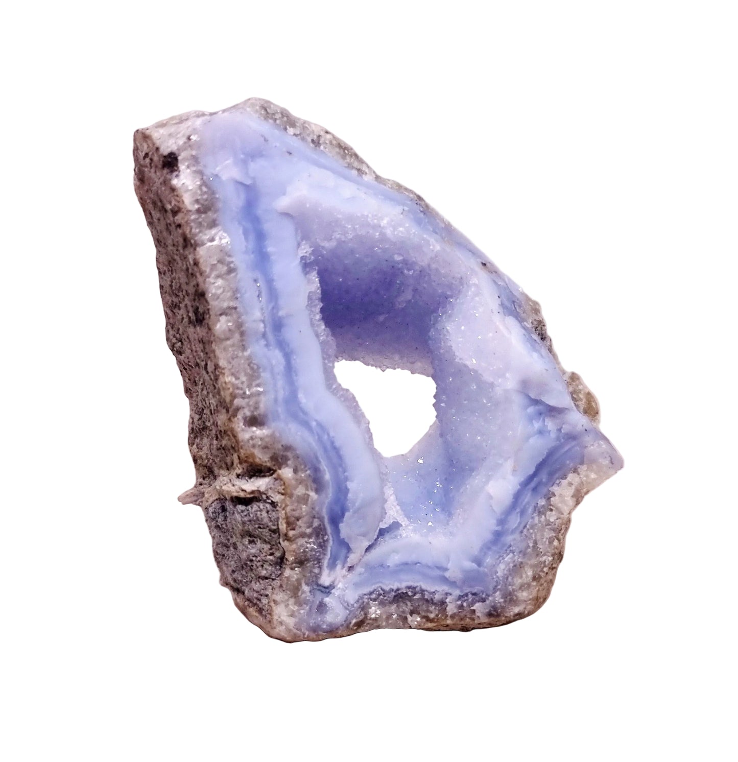 BLUE LACE AGATE GEODE 198 g - COMMUNICATION & COURAGE