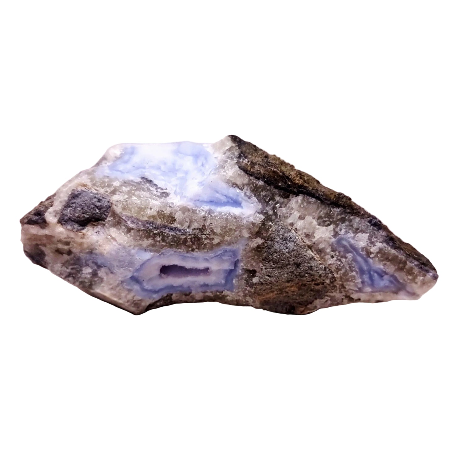 BLUE LACE AGATE GEODE 148 g - COMMUNICATION & COURAGE