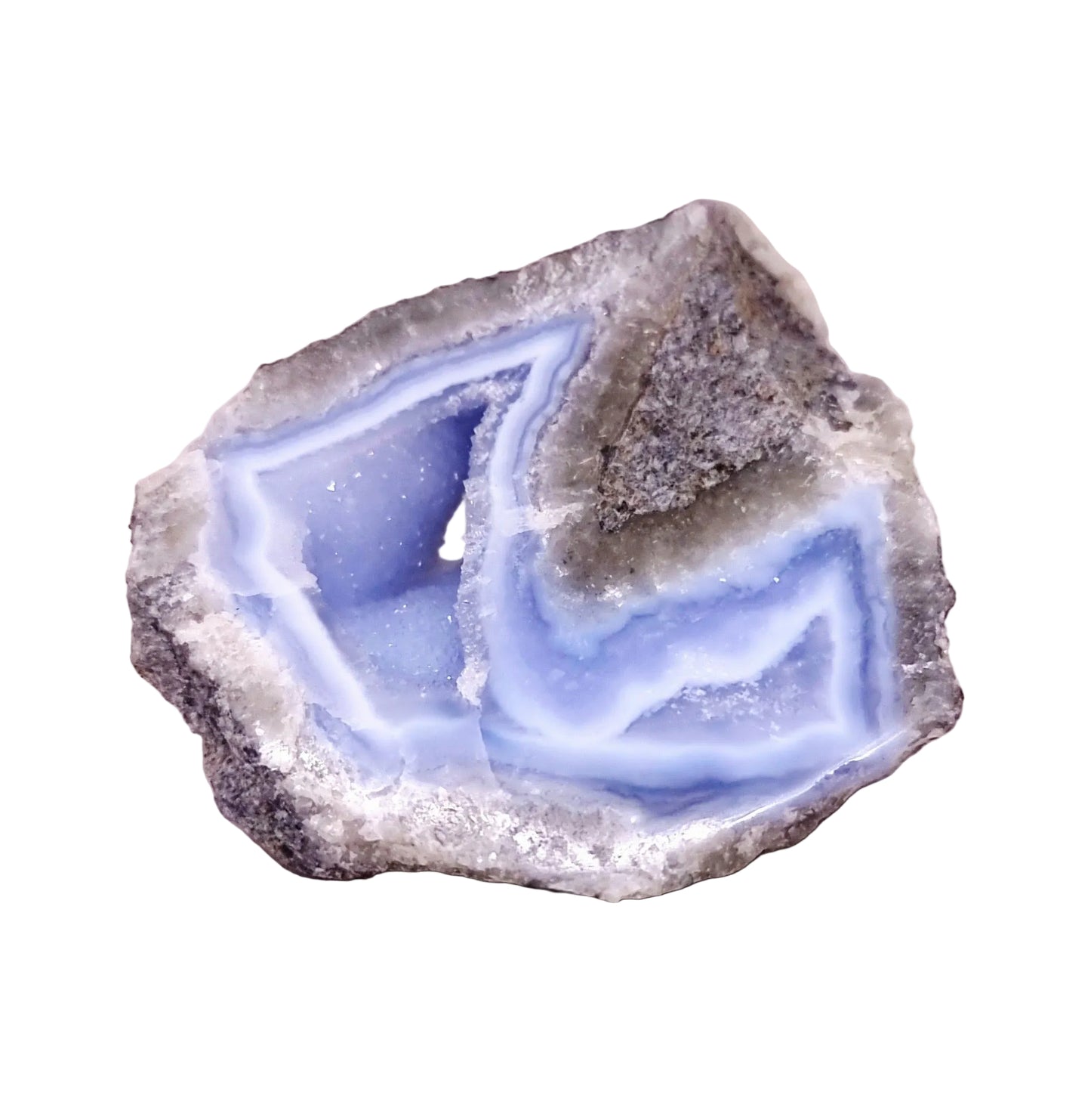 BLUE LACE AGATE GEODE 162 g - COMMUNICATION & COURAGE