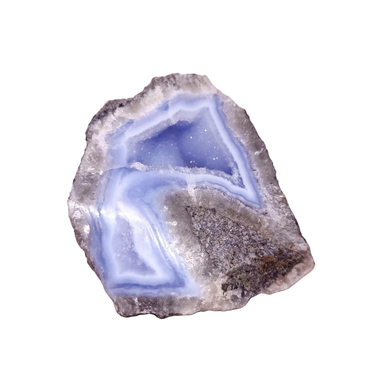 BLUE LACE AGATE GEODE 162 g - COMMUNICATION & COURAGE