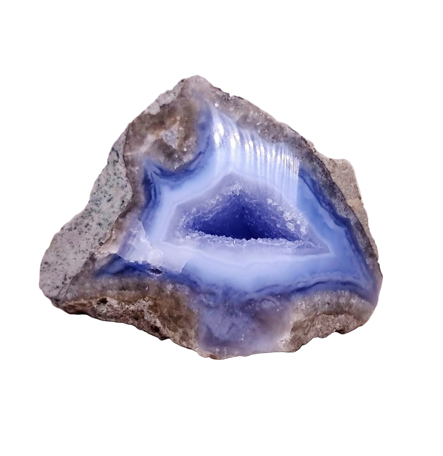 BLUE LACE AGATE GEODE 160 g - COMMUNICATION & COURAGE