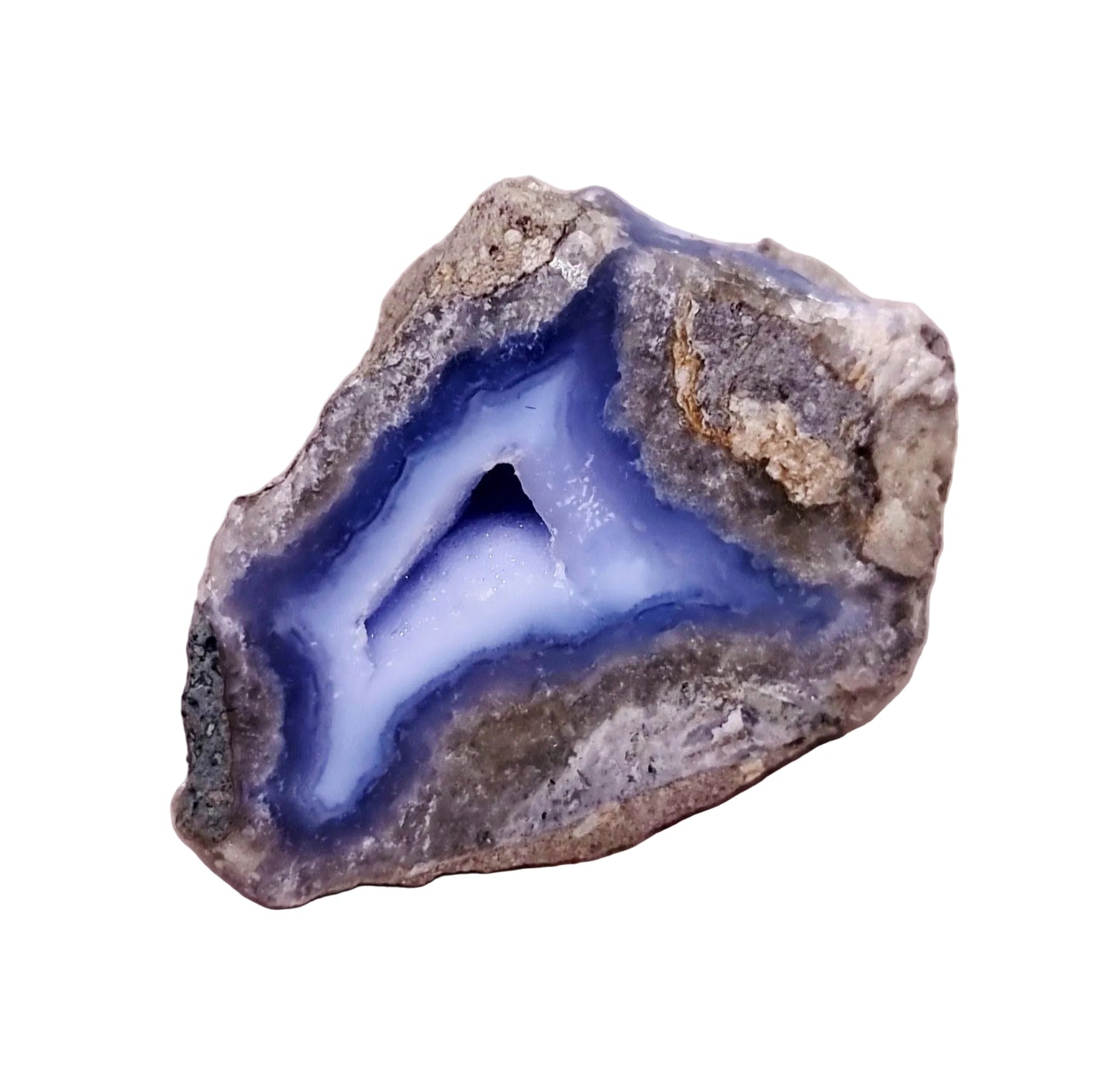 BLUE LACE AGATE GEODE 168 g - COMMUNICATION & COURAGE