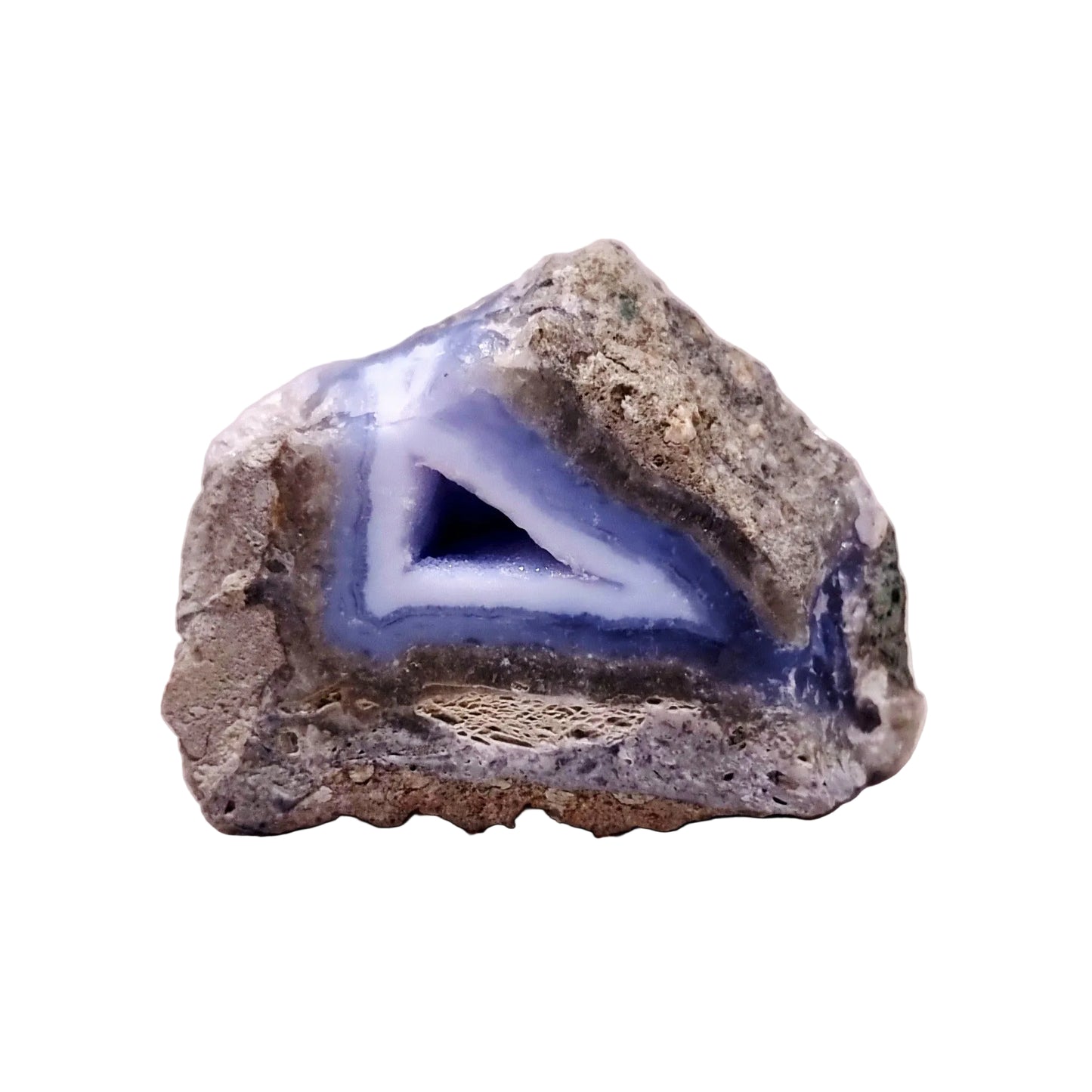 BLUE LACE AGATE GEODE 168 g - COMMUNICATION & COURAGE