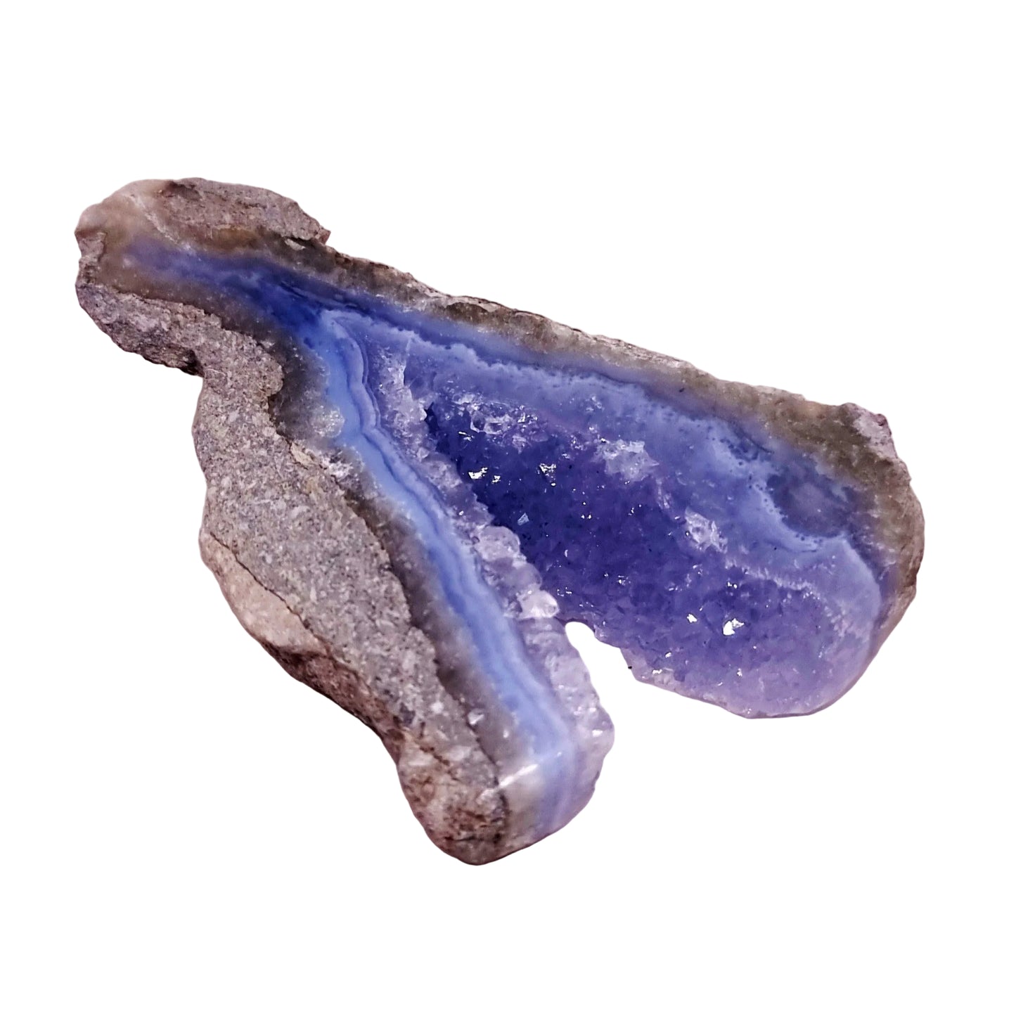 BLUE LACE AGATE GEODE 182 g - COMMUNICATION & COURAGE