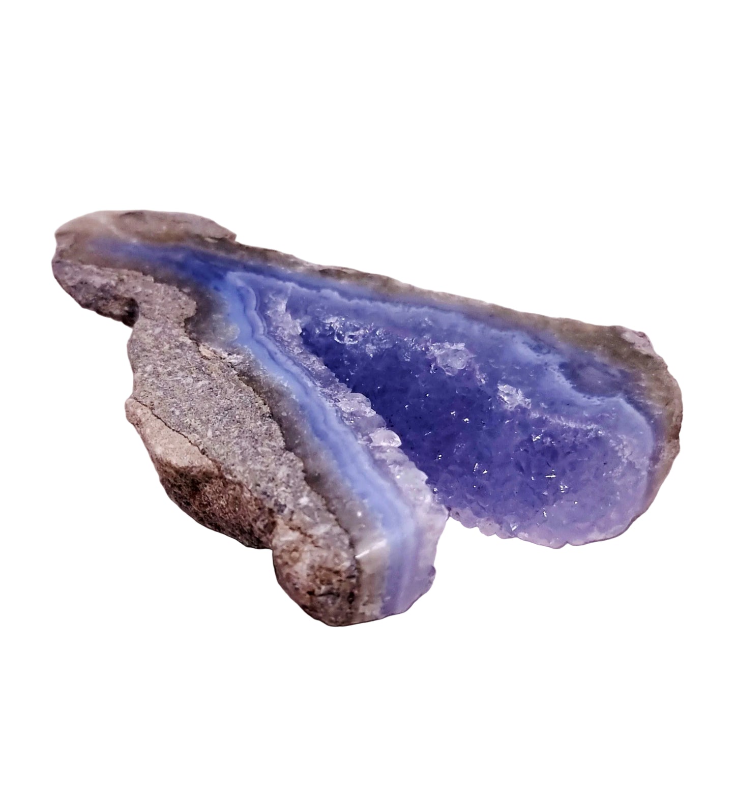 BLUE LACE AGATE GEODE 182 g - COMMUNICATION & COURAGE