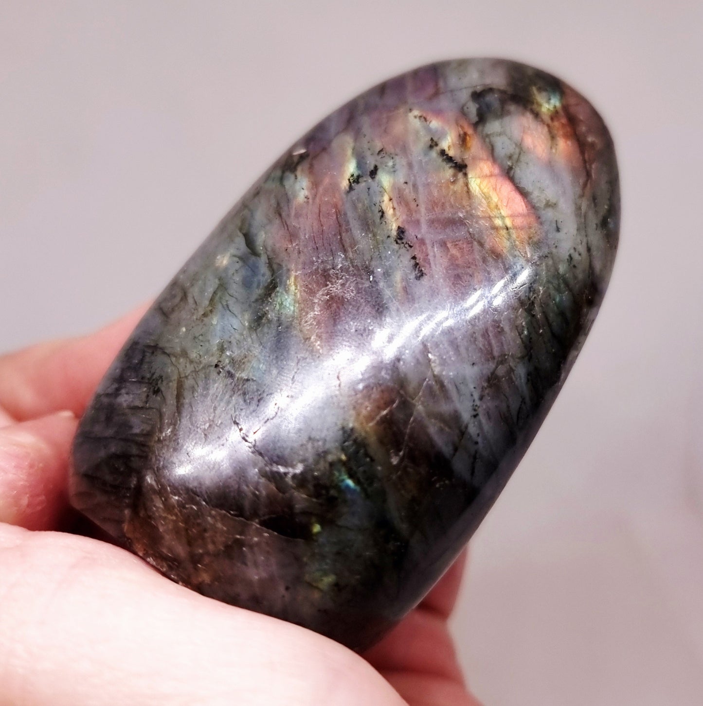 RARE PINK & ORANGE FLASH LABRADORITE FREEFORM 208 g - CLAIRVOYANCE