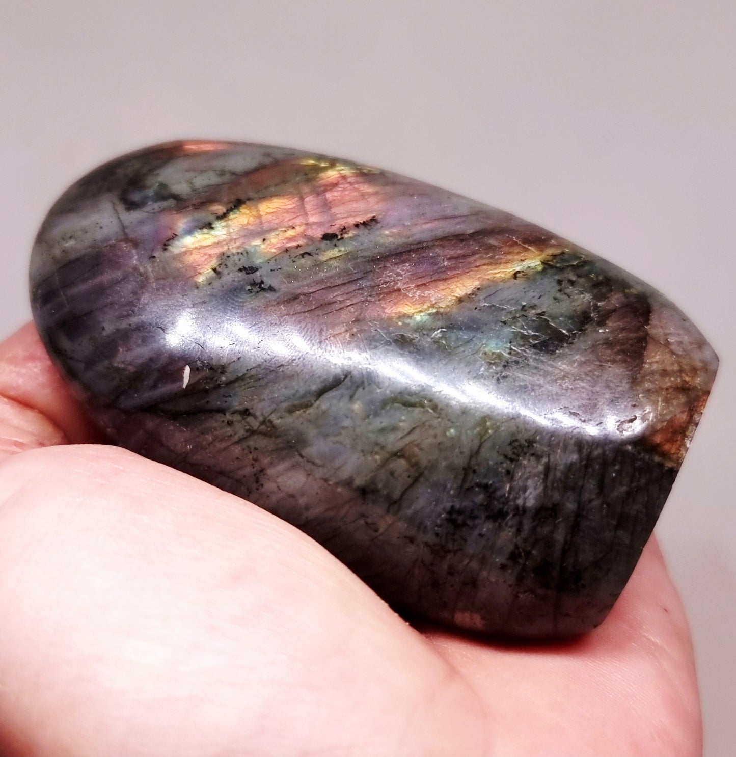 RARE PINK & ORANGE FLASH LABRADORITE FREEFORM 208 g - CLAIRVOYANCE