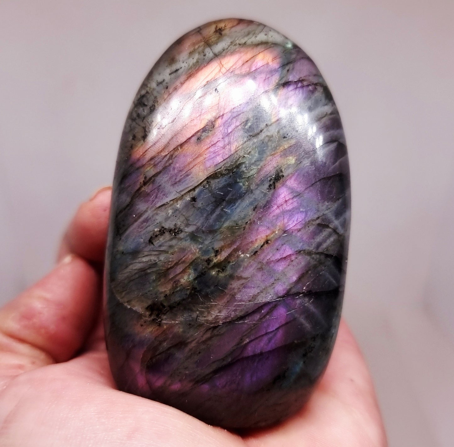RARE PINK & ORANGE FLASH LABRADORITE FREEFORM 208 g - CLAIRVOYANCE