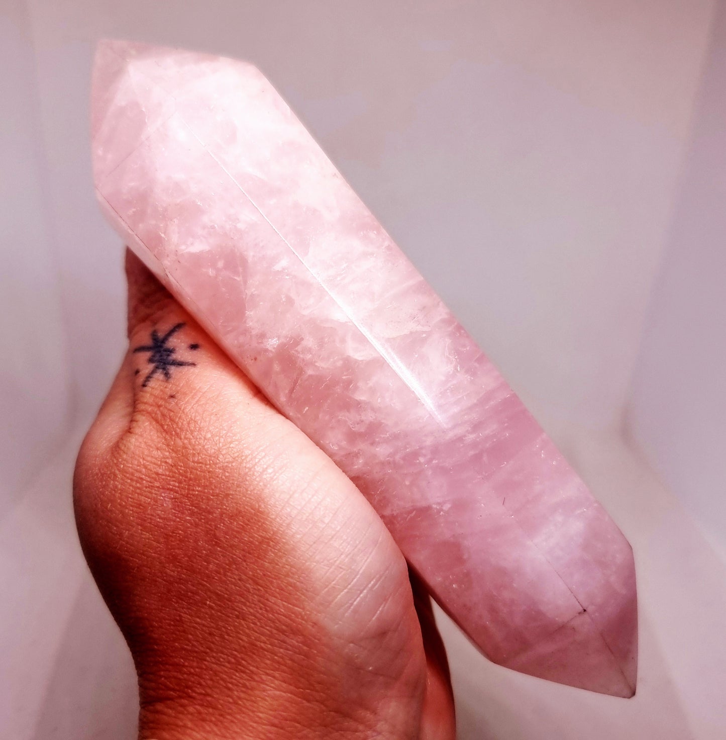 ROSE QUARTZ DOUBLE TERMINATED WAND - UNCONDITIONAL LOVE
