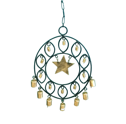 BRASS STAR WIND CHIME WITH BELLS