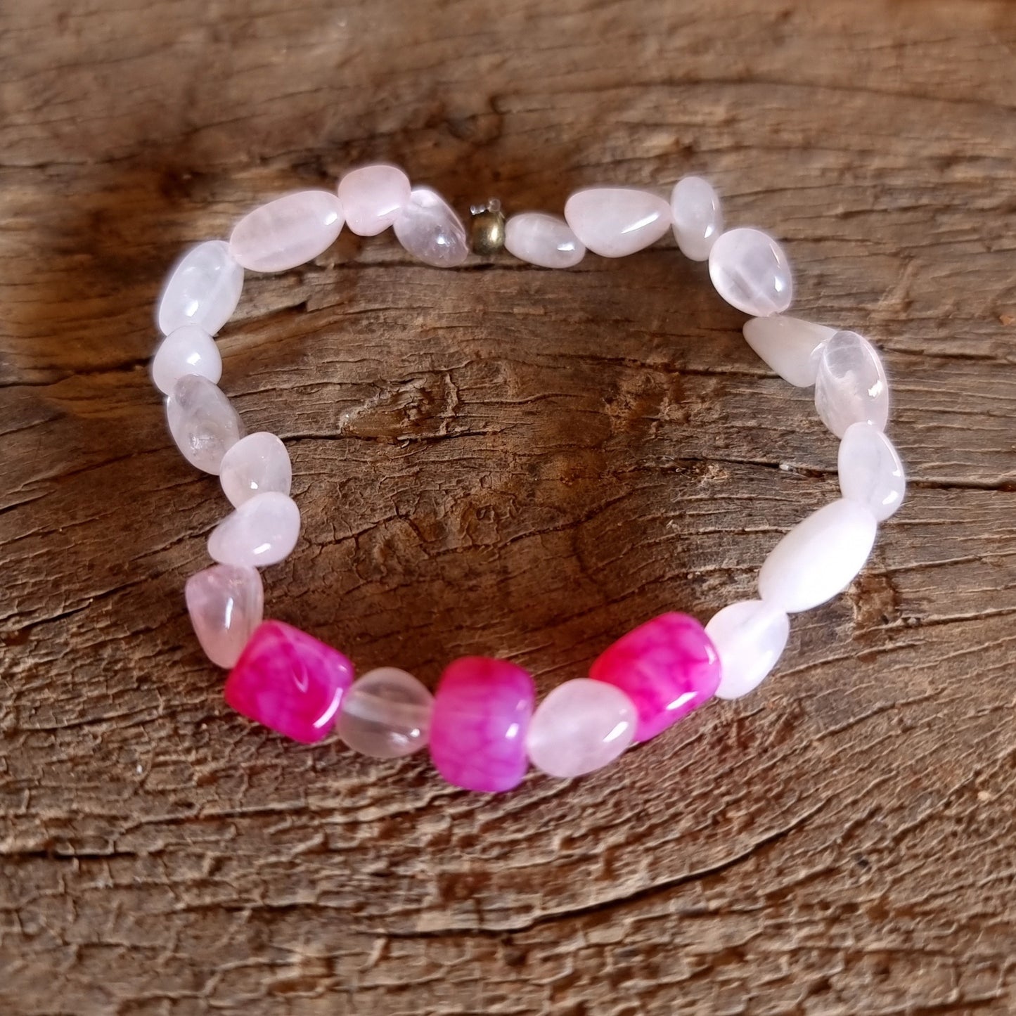 ROSE QUARTZ & PINK AGATE NUGGET BRACELET - UNCONDITIONAL LOVE