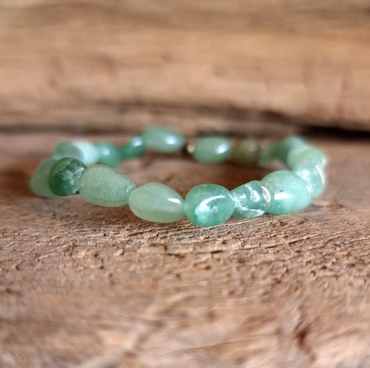 GREEN AVENTURINE NUGGET BRACELET - PROSPERITY & LUCK