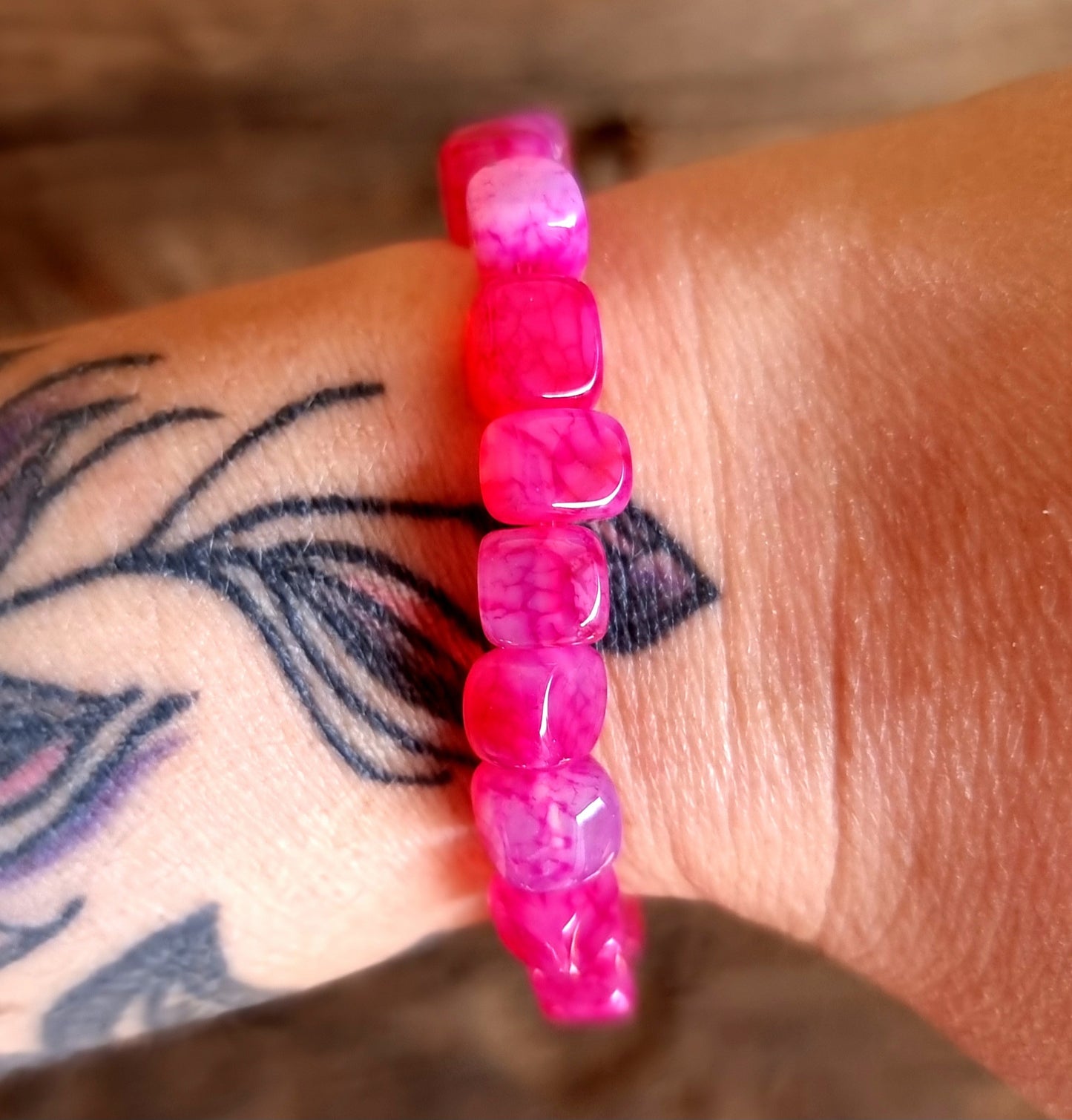 PINK AGATE  NUGGET BRACELET - HARMONY