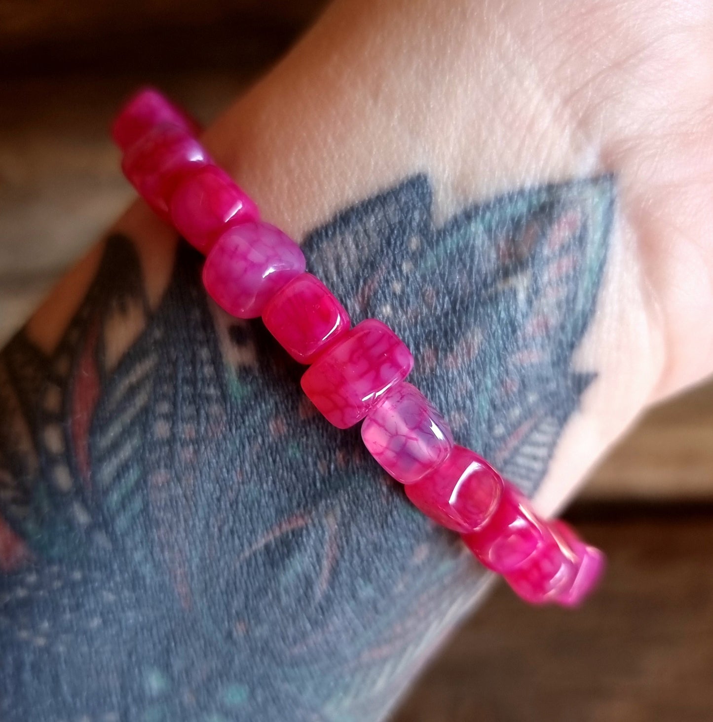 PINK AGATE  NUGGET BRACELET - HARMONY