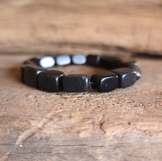 BLACK OBSIDIAN NUGGET BRACELET - PROTECTION