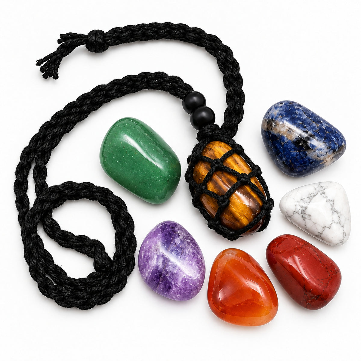 INTERCHANGEABLE MACRAME NECKLACE - CHAKRA ENERGY SET
