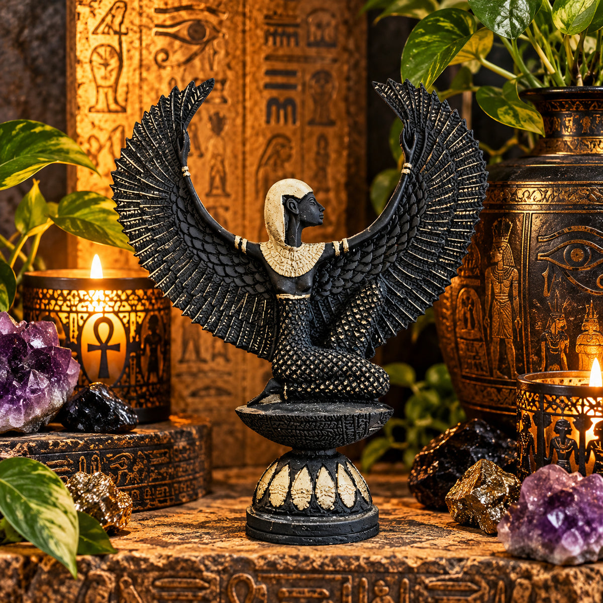 EGYPTIAN ISIS GODDESS STATUE LRG