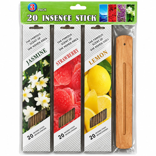 JASMINE,STRAWBERRY & LAVENDER INCENSE MULTIPACK WITH BURNER